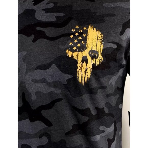 Howitzer Style Men's T-Shirt LIBERTY OR DEATH Black Camo Military Grunt - Picture 9 of 12